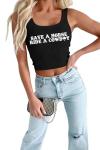 Women Cowboy Crop Tank Top: Cowgirl Tank Country Concert Tops Rodeo Country Music Shirts Vintage Western Crop Top Black