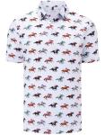 Men's Golf Polo Shirts Funny Golf Shirts for Men Performance Moisture Wicking Quick Dry Athletic Short Sleeve Shirts Horse Race White