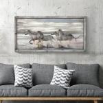 UTOP-art Horse Pictures Wall Art Framed: Running Animal Horses Print on Textured Natural Wood with Handcrafts Rustic Sturdy Framed Artwork for Living Room Decor (48'' x 24'' x 1 Panel)