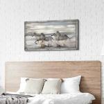 UTOP-art Horse Pictures Wall Art Framed: Running Animal Horses Print on Textured Natural Wood with Handcrafts Rustic Sturdy Framed Artwork for Living Room Decor (48'' x 24'' x 1 Panel)