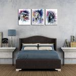 DZL Art D70234 Canvas Wall Art Horse Animal Painting Prints on Canvas Framed Ready to Hang-3 Panels Watercolor Horses Prints Fine Art for Home Wall Decor