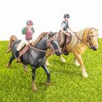 Hiawbon People Horse Riding Figurine Realistic Riding People Action Figure Plastic Horse Rider Model for Farm Animal, Set of 2