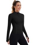 ZHENWEI Womens Long Sleeve Workout Tops 1/4 Zip Pullover Quick Dry Athletic Slim Fit Shirts Golf Polo Gym Yoga Tops BBL Jacket (Black,S)
