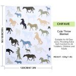 chifave Horse Blanket Horse Gifts for Girls Boys Women Throw with Horses Design Fuzzy Horse Stuff Knight Horsemen Equestrian Gifts for Horse Lovers Kids and Toddler 50"x60"
