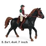 Hiawbon People Horse Riding Figurine Realistic Riding People Action Figure Plastic Horse Rider Model for Farm Animal, Set of 2