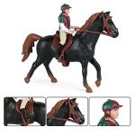 Hiawbon People Horse Riding Figurine Realistic Riding People Action Figure Plastic Horse Rider Model for Farm Animal, Set of 2