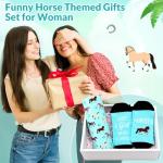 Funnymoom 2 Pack Horse Gifts Set Skinny Tumbler 20 oz Travel Coffee Mug Novelty Cute Animals Socks, Cute Horse Themed for Birthday Christmas Farm Gifts