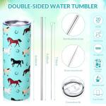 Funnymoom 2 Pack Horse Gifts Set Skinny Tumbler 20 oz Travel Coffee Mug Novelty Cute Animals Socks, Cute Horse Themed for Birthday Christmas Farm Gifts
