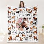 Fihevur Horse Blanket for Girls, Horse Lovers Gift for Girls, Just A Girl Who Loves Horses Blanket for Couch Bed Room Decor 40"x 50"