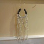 Dielianyi Equestrian Macrame Wall Hanging Equestrian wall art Handmade macrame decor Equestrian-inspired wall hanging horse lover decor (White)