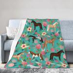 Funny Horses Floral Horse Breeds Farm Animal Pets Flowers Ultra-Soft Micro Fleece Blanket Air Conditioning Quilt for Women All Seasons,Fuzzy Large Flannel Fleece Throw Blanket for Bed 50"X40"