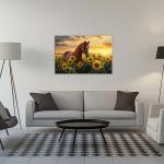 OAAPITI Horse Canvas Wall Art Abstract Sunflower Brown Horse Painting Print Sunset Wild Field Poster Modern Artwork Nature Landscape Pictures Wall Home Decoration Ready To Hang(Artwork-4,12"x18")