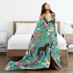 Funny Horses Floral Horse Breeds Farm Animal Pets Flowers Ultra-Soft Micro Fleece Blanket Air Conditioning Quilt for Women All Seasons,Fuzzy Large Flannel Fleece Throw Blanket for Bed 50"X40"