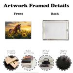 OAAPITI Horse Canvas Wall Art Abstract Sunflower Brown Horse Painting Print Sunset Wild Field Poster Modern Artwork Nature Landscape Pictures Wall Home Decoration Ready To Hang(Artwork-4,12"x18")