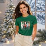 VERYNEAT Women Horse Christmas Shirt Christmas Farm T Shirt Xmas Holiday Tops Green