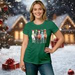VERYNEAT Women Horse Christmas Shirt Christmas Farm T Shirt Xmas Holiday Tops Green