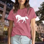 sallrue Horse Shirts for Women Horse Riding Tshirts Equestrian Shirt Animal Lover Tee Tops Pink