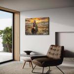 OCRXLYTH Western Cowgirl Riding Horse Canvas Wall Art Cowgirl Wall Decor Pictures Sunset Countryside Landscape Painting Print Vintage Artwork for Living room bedroom country decoration 16x24