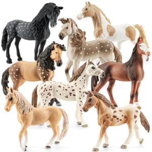 THINKBAY 8PCS 6" Large Horse Figurines Animal Toys for Kids, Realistic Plastic Farm Animal Figurines Toys for Toddlers, Horse Party Favors Birthday Gift Cake Toppers for Boys Girls