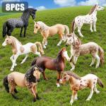THINKBAY 8PCS 6" Large Horse Figurines Animal Toys for Kids, Realistic Plastic Farm Animal Figurines Toys for Toddlers, Horse Party Favors Birthday Gift Cake Toppers for Boys Girls