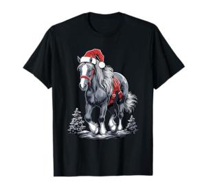 Cute Horse Christmas Santa Hat Xmas Pony Pajama T-Shirt
