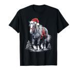 Cute Horse Christmas Santa Hat Xmas Pony Pajama T-Shirt