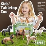 THINKBAY 8PCS 6" Large Horse Figurines Animal Toys for Kids, Realistic Plastic Farm Animal Figurines Toys for Toddlers, Horse Party Favors Birthday Gift Cake Toppers for Boys Girls