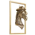 Animal Heads Wall Decor (Includes Metal Frame) Resin Animals Sculptures Head Wall Hanging Decoration Gold vintage Wall Sculpture for Living Room Bedroom Office(Horse)