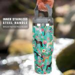 30 oz Horse Tumbler with Handle and Flip Straw, Vacuum Insulated Water Bottle Stainless Steel, Leak Proof Travel Coffee Mug Gifts for Horse Lover, Cute Floral Cup for Home Office Car Outdoors Sports