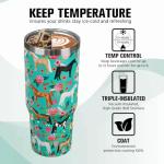 30 oz Horse Tumbler with Handle and Flip Straw, Vacuum Insulated Water Bottle Stainless Steel, Leak Proof Travel Coffee Mug Gifts for Horse Lover, Cute Floral Cup for Home Office Car Outdoors Sports