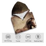 Snbidmk Novelty Horse Print Hoodie Animal 3D Pattern Sweatshirt Hooded Pullover with Pocket,Brown,M