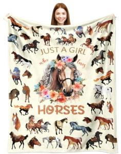 NieNeaNia Horse Blanket Gifts for Girls Women Animal Horse Stuff Lovers Horses Throw Blanket Bedroom Decor 50"x40"