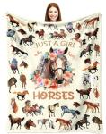 NieNeaNia Horse Blanket Gifts for Girls Women Animal Horse Stuff Lovers Horses Throw Blanket Bedroom Decor 50"x40"