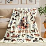 NieNeaNia Horse Blanket Gifts for Girls Women Animal Horse Stuff Lovers Horses Throw Blanket Bedroom Decor 50"x40"