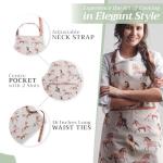 Maison d' Hermine Apron for women with Pocket 100% Cotton 27.50"x31.50" 1 Piece Adjustable Neck Strap & long ties Apron Men, Chef, Wedding, Cooking, Gardening, Server Spring/Summer (Free Horses)