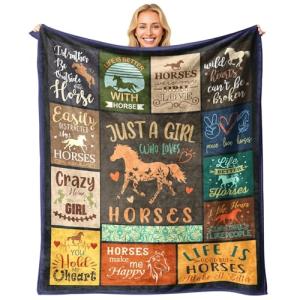 standhustle Horse Blanket Horses Gifts for Girls Women Just A Girl Who Loves Horse 50" X 60" Throw Blanket Christmas Birthday Present for Girls