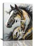 Gold Horse Wall Art Splash Canvas Wall Decor Black And White Pictures Paintings Prints Artwork Framed Decorations For Bathroom Bedroom Living Room Office Gifts 12" x 16"