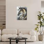 Gold Horse Wall Art Splash Canvas Wall Decor Black And White Pictures Paintings Prints Artwork Framed Decorations For Bathroom Bedroom Living Room Office Gifts 12" x 16"
