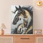 Gold Horse Wall Art Splash Canvas Wall Decor Black And White Pictures Paintings Prints Artwork Framed Decorations For Bathroom Bedroom Living Room Office Gifts 12" x 16"