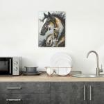 Gold Horse Wall Art Splash Canvas Wall Decor Black And White Pictures Paintings Prints Artwork Framed Decorations For Bathroom Bedroom Living Room Office Gifts 12" x 16"