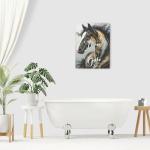 Gold Horse Wall Art Splash Canvas Wall Decor Black And White Pictures Paintings Prints Artwork Framed Decorations For Bathroom Bedroom Living Room Office Gifts 12" x 16"