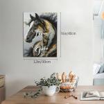 Gold Horse Wall Art Splash Canvas Wall Decor Black And White Pictures Paintings Prints Artwork Framed Decorations For Bathroom Bedroom Living Room Office Gifts 12" x 16"