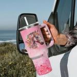 Jiaazerd Horse Tumbler for Girls,40 oz Vacuum Insulated Travel Coffee Mug Cup