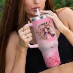 Jiaazerd Horse Tumbler for Girls,40 oz Vacuum Insulated Travel Coffee Mug Cup