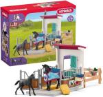 Schleich Horse Club - 34PC Stall Horse Toy Playset with Mare and Foal Figure, Cat Figurine, and Accessories - Stable Extension Set for Girls and Boys - Interactive, Realistic Kids Toys Ages 5+ | 42611