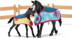 Schleich Horse Club - 34PC Stall Horse Toy Playset with Mare and Foal Figure, Cat Figurine, and Accessories - Stable Extension Set for Girls and Boys - Interactive, Realistic Kids Toys Ages 5+ | 42611