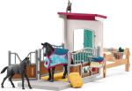 Schleich Horse Club - 34PC Stall Horse Toy Playset with Mare and Foal Figure, Cat Figurine, and Accessories - Stable Extension Set for Girls and Boys - Interactive, Realistic Kids Toys Ages 5+ | 42611