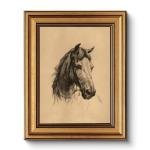 WHASAYART Gold Framed Vintage Wall Art for Living Room, Animals Painting Prints Shelf Decor for Kitchen, Aesthetic Bedroom Wall Art, Best Gifts for Friends or Family - Horsehead 10L x 8W