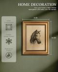 WHASAYART Gold Framed Vintage Wall Art for Living Room, Animals Painting Prints Shelf Decor for Kitchen, Aesthetic Bedroom Wall Art, Best Gifts for Friends or Family - Horsehead 10L x 8W