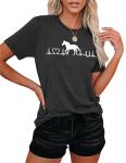 VVNTY Horse Lover Shirt Women: Horse Heartbeat T Shirt Funny Horses T-Shirt Casual Animal Graphic Tees Grey